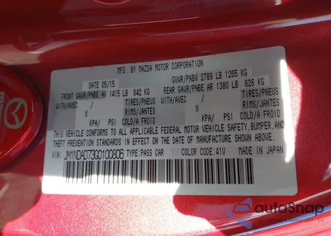 2016 Mazda Mx-5 Miata Grand Touring z USA, uszkodzony, nr VIN JM1NDAD73G0100806